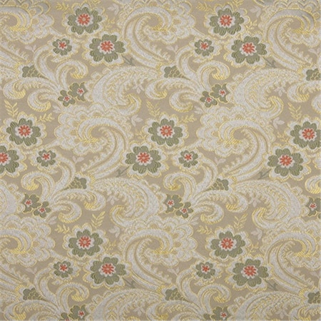 Designer Fabrics 54 in. Wide Gold- White- Red And Green- Paisley Floral Brocade Upholstery Fabric E391
